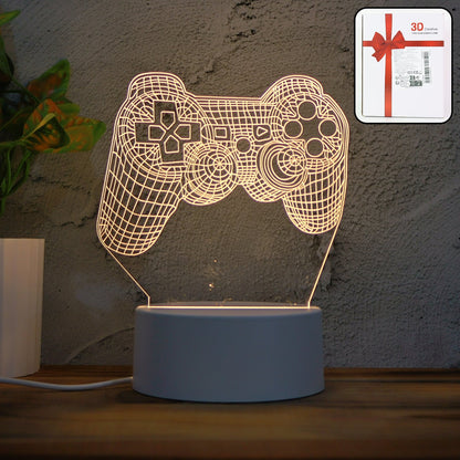 3D Acrylic LED Night Lamp – Game Controller Shape Decorative Light for Gamers (1 Pc)