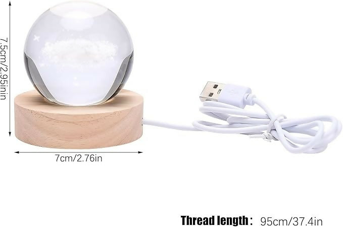 3D Engraved Crystal Ball LED Night Lamp with Romantic Couple on Swing – Warm Light Decorative Showpiece on Wooden Base – Unique Valentine’s, Anniversary, or Wedding Gift for Bedroom, Living Room & Home Décorn Base